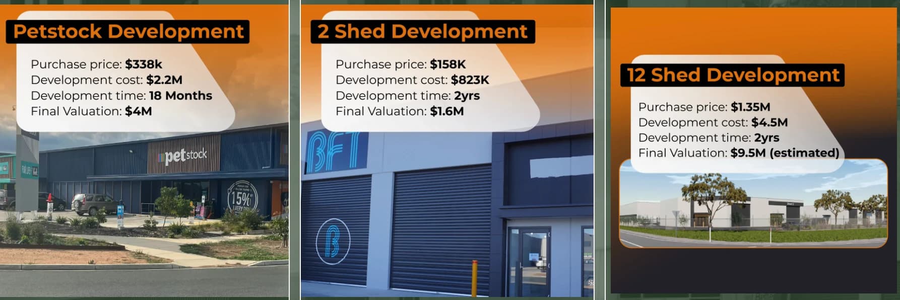 Petstock Development, 2 Shed Development, 12 Shed Development